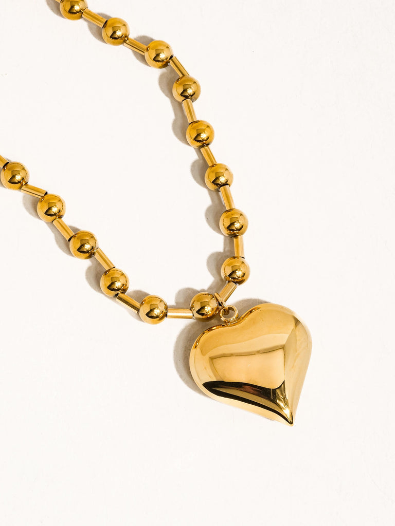 18K Gold Chunky Heart Necklace