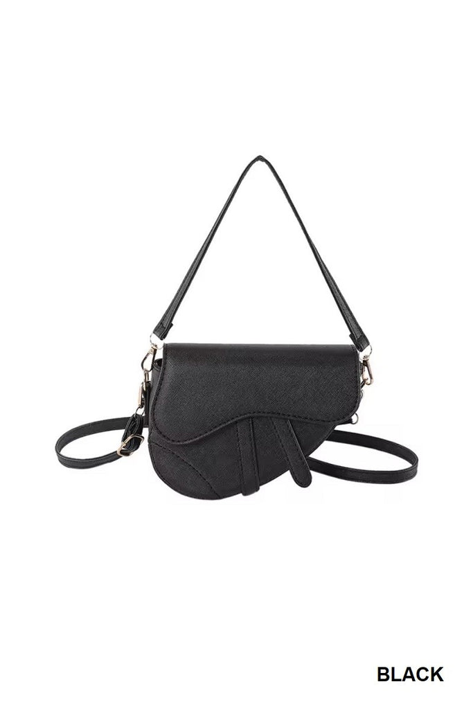 Becca Saddle Bag Crossbody Purse - Black