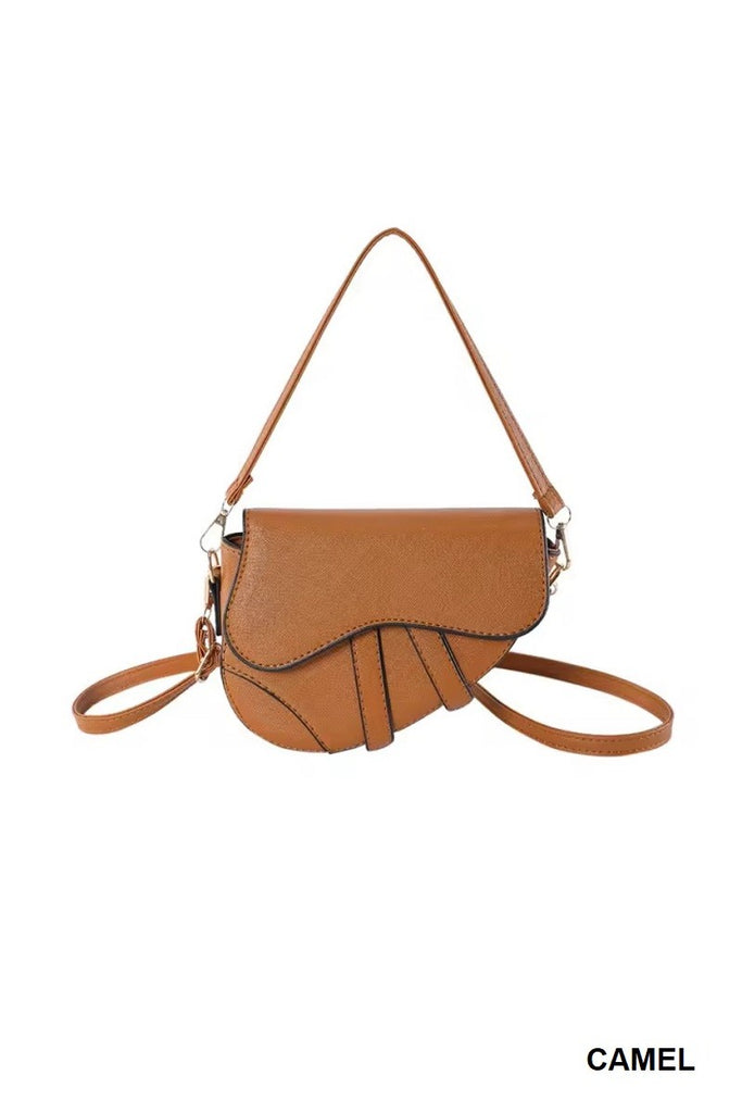 Becca Saddle Bag Crossbody Purse - Camel