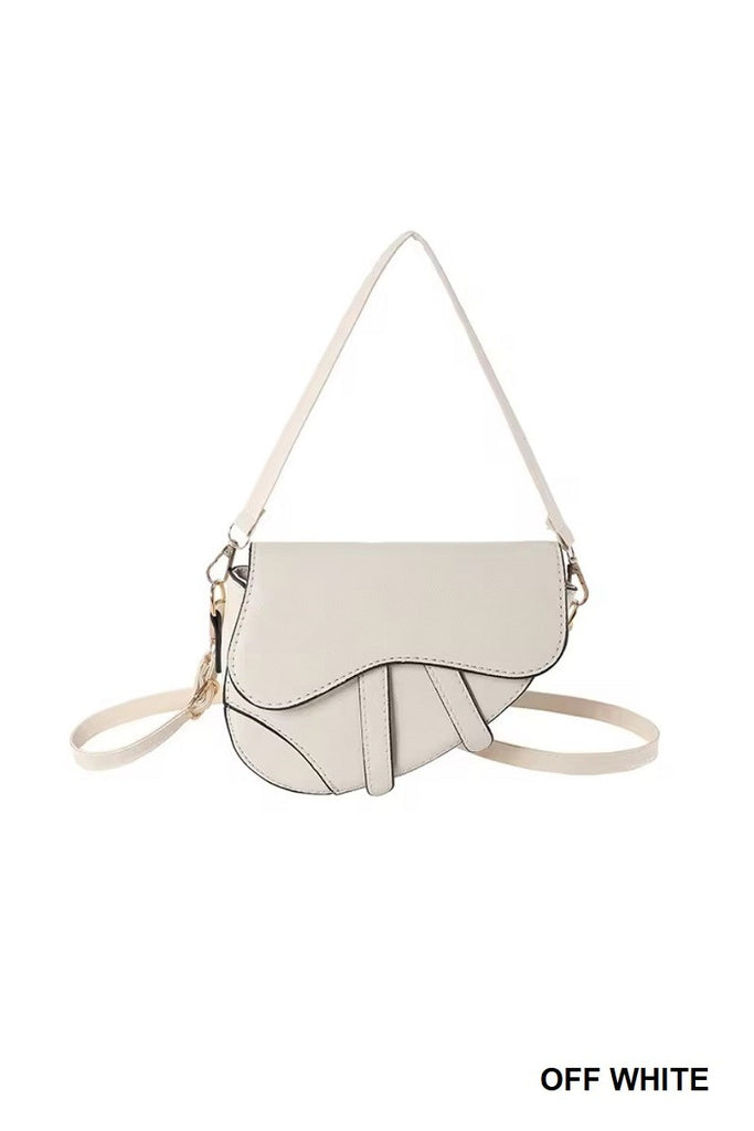 Becca Saddle Bag Crossbody Purse - Ivory