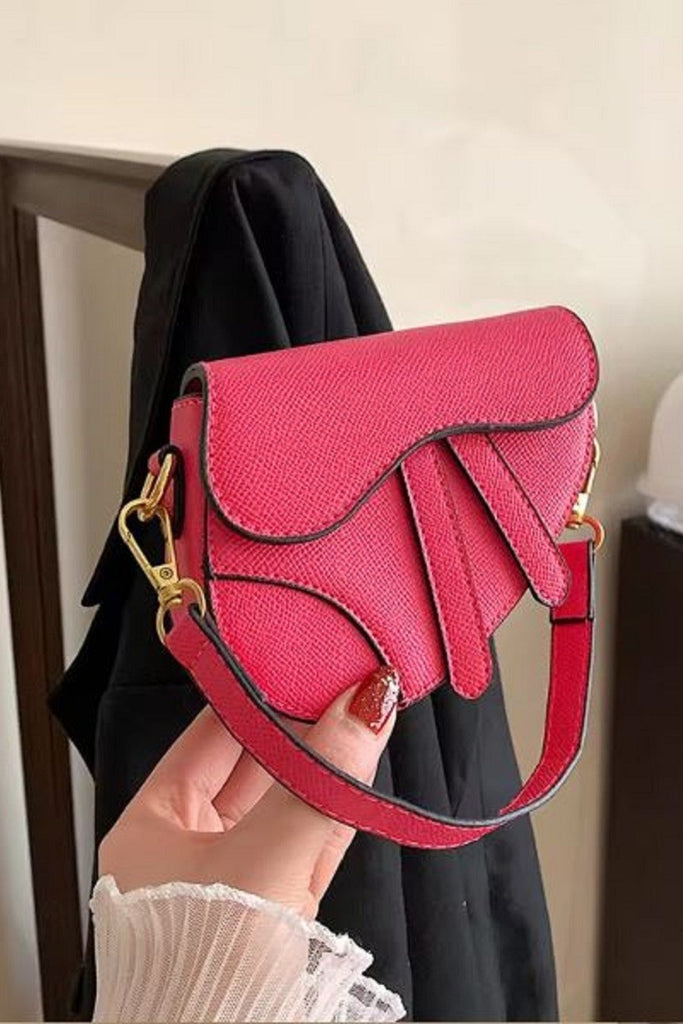 Becca Saddle Bag Crossbody Purse -Fuchsia