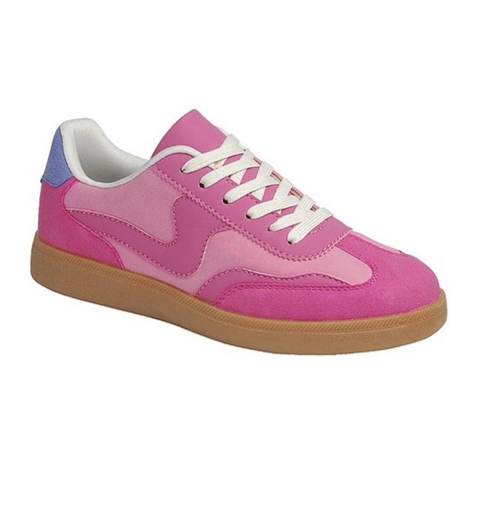 Raina Everyday Low Top Stripe Sneaker Shoes - Fuchsia