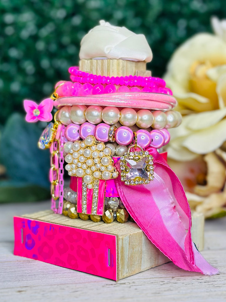 Bright Pink Poppin Hologram Leather Jumbo Stack