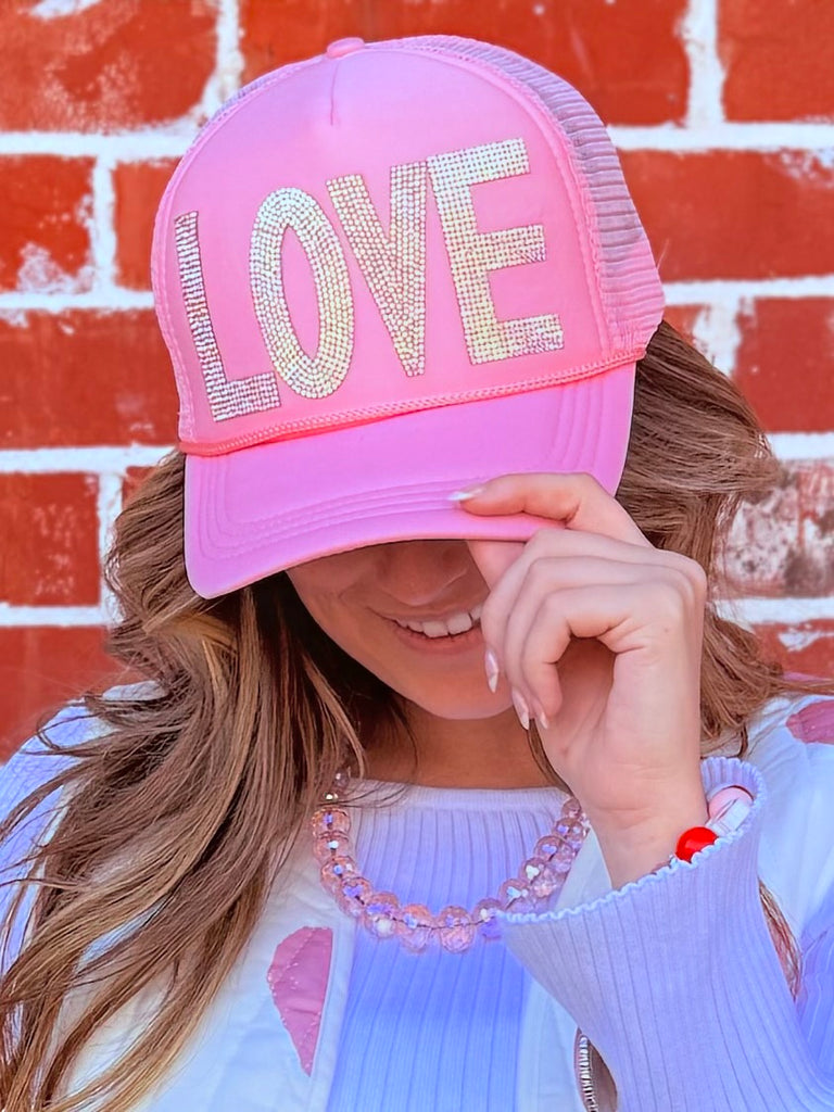 Blush Love Pink Embellished Trucker Hat