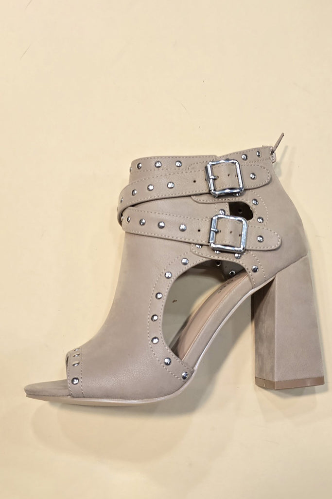 Light Taupe Nude Classic Bootie Wedges