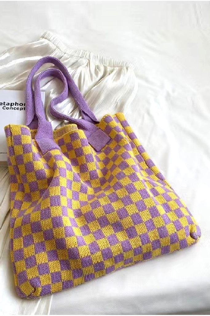 Ms Checked Out Lately Crochet Tote Bag - Lavender