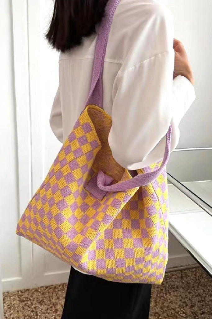 Ms Checked Out Lately Crochet Tote Bag - Lavender