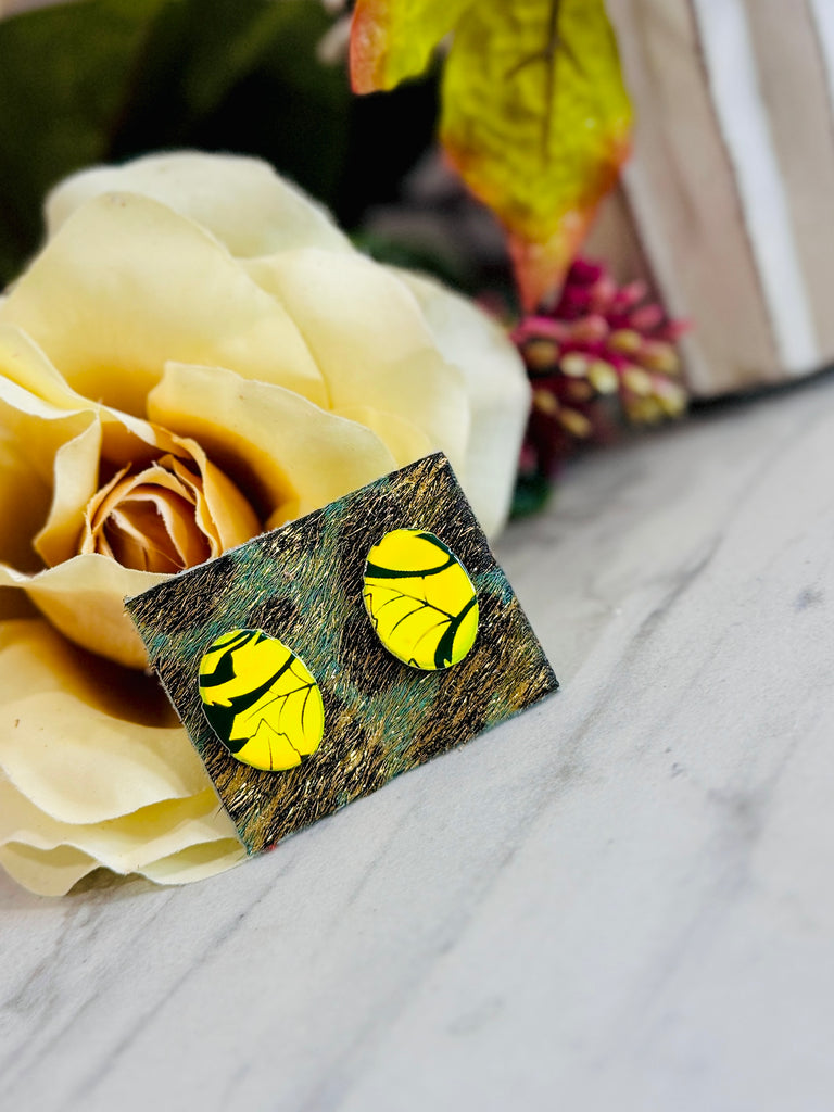 Electric Lime Rose Shimmer Studs