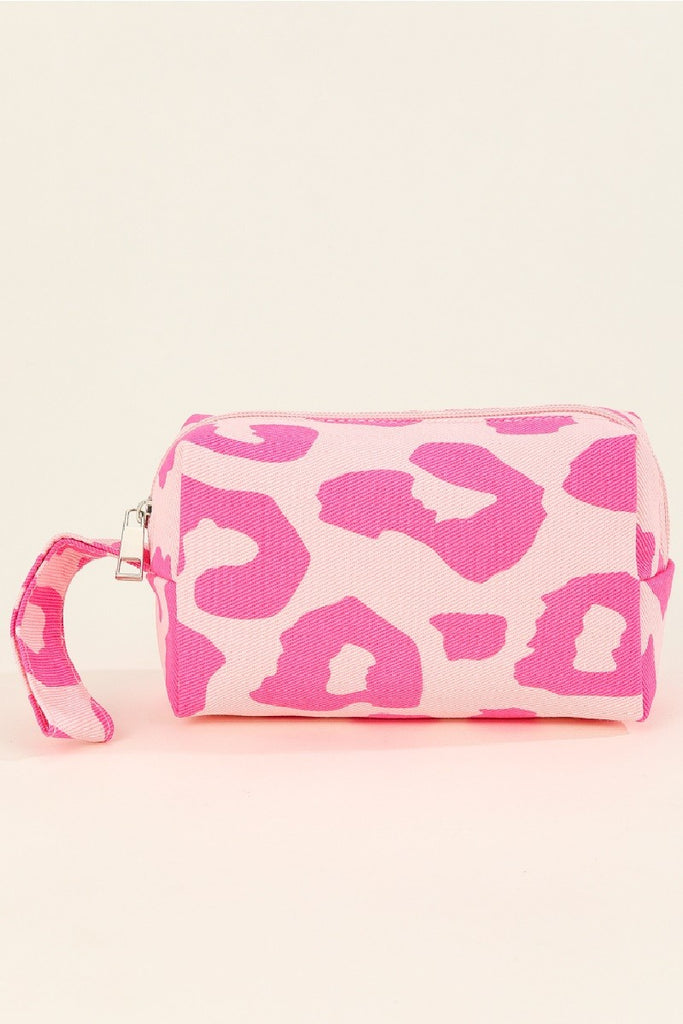 Go Go Girl Leopard Print Cosmetics Bag - Pink