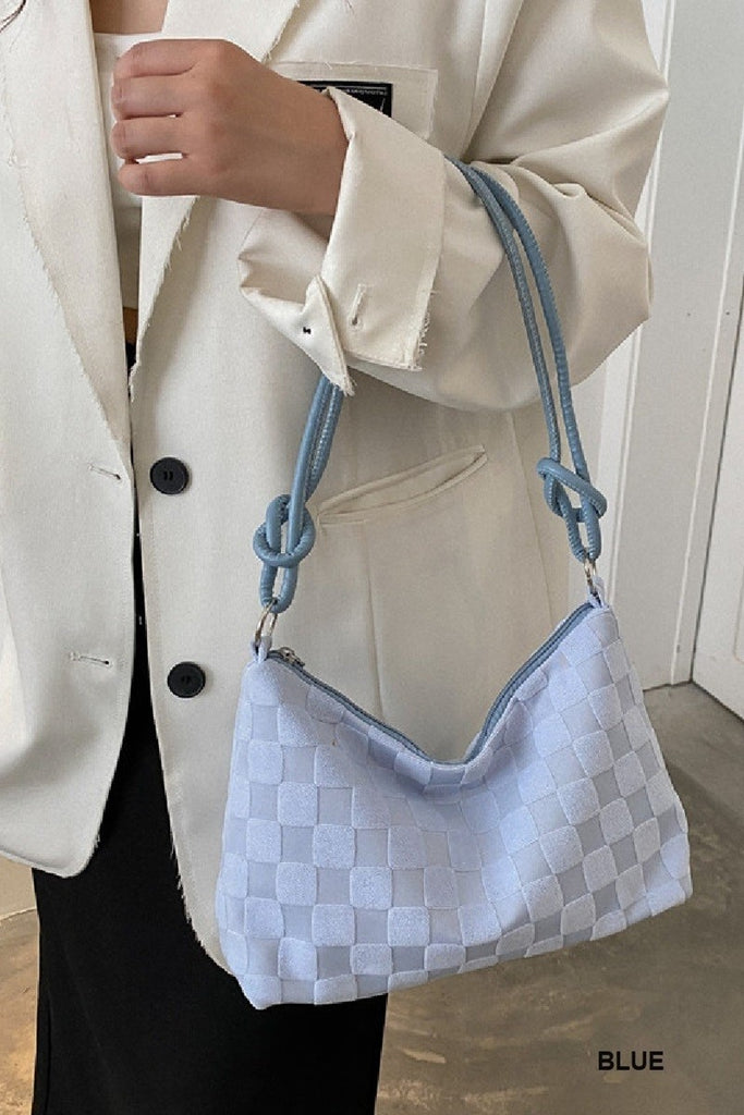 Charmingly Checkered Purse - Powdered Blue