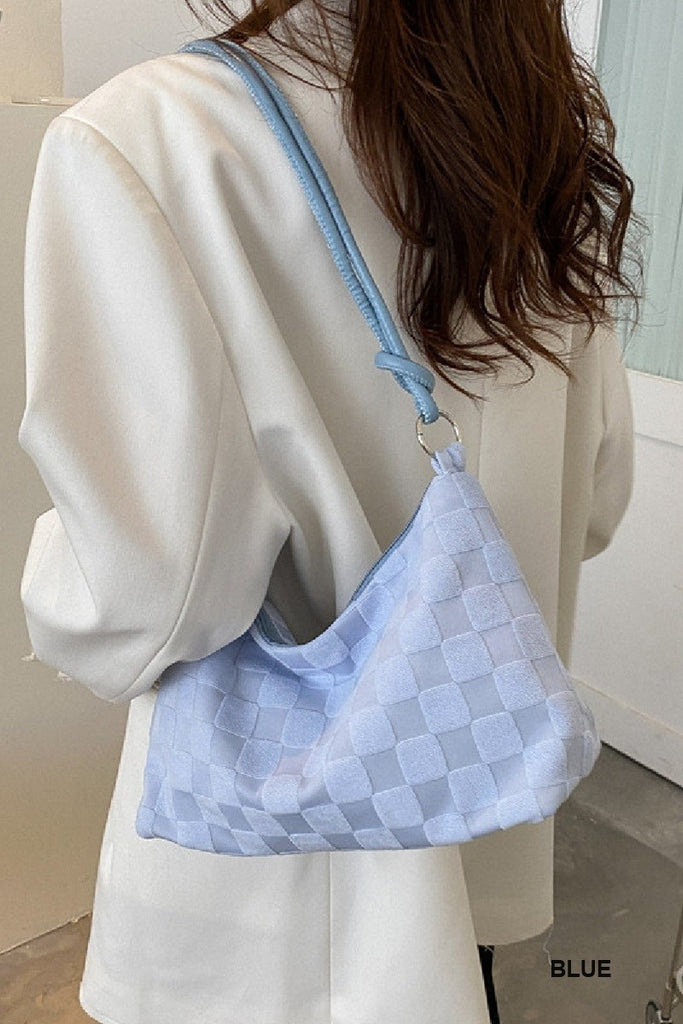 Charmingly Checkered Purse - Powdered Blue