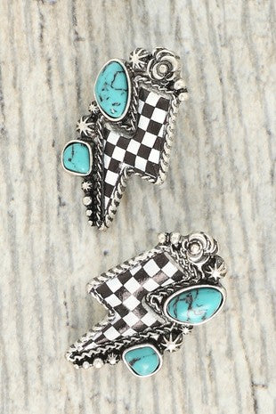 Lightning Strikes Checkered Earrings