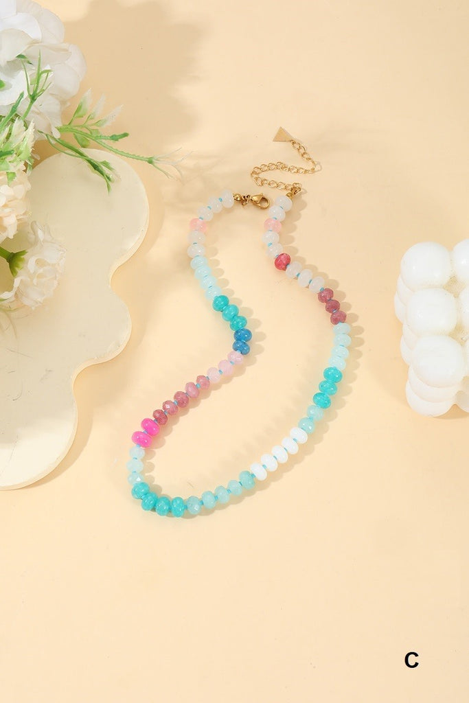 Viral Trends Agate Gemstone Necklace - Pink Pastels