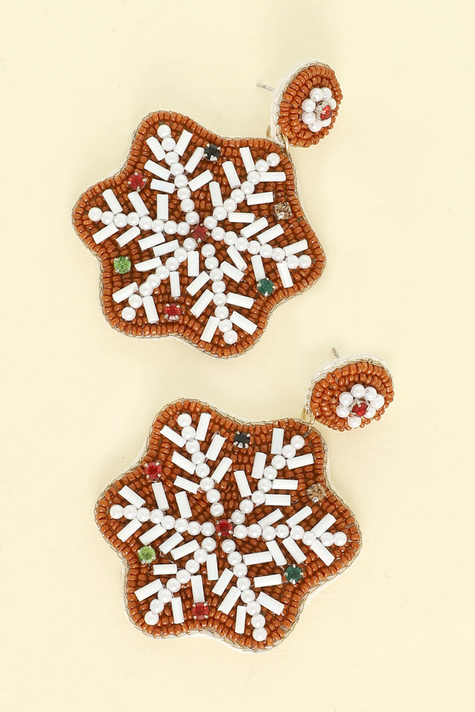 Gingery Snowflake Beaded Earrings