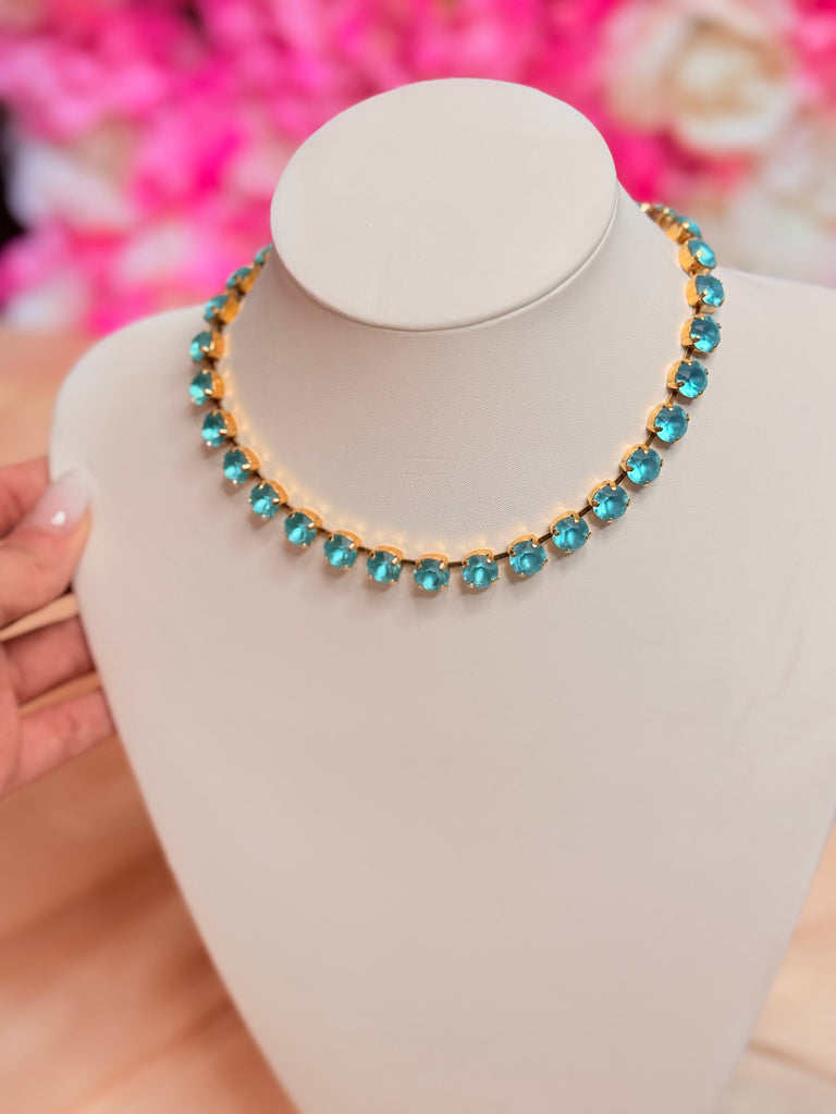 Light Turquoise Matte Glow Oakland Swarovski Necklace