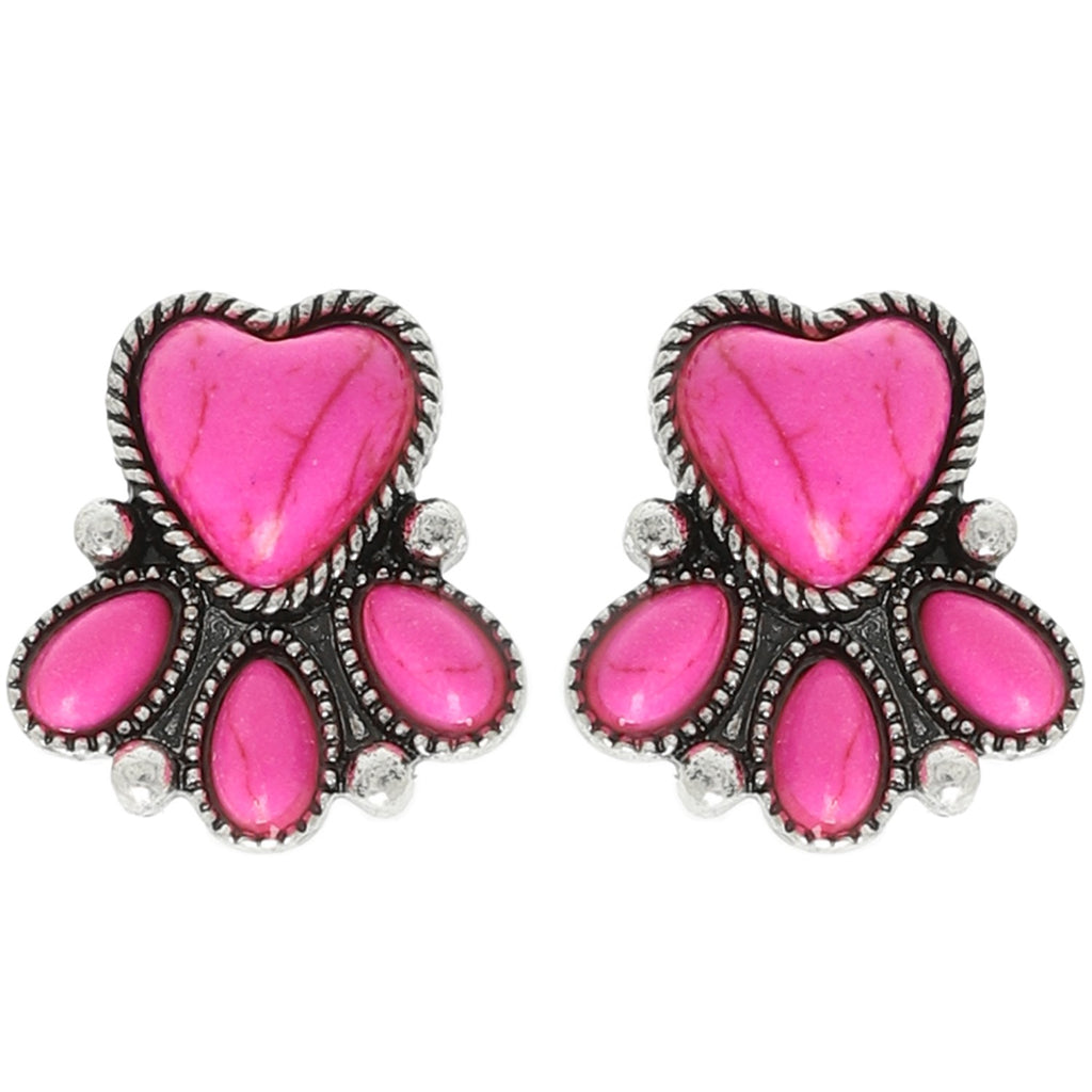 Western Bloom Stud Earrings - Pink