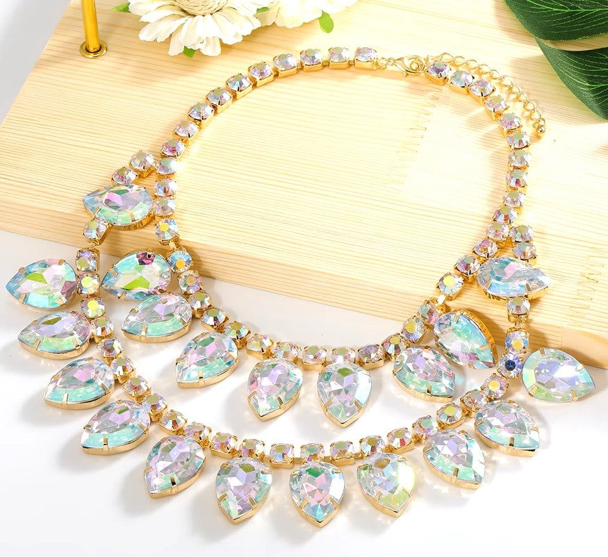 More the Merrier Crystal Layered Necklace - AB