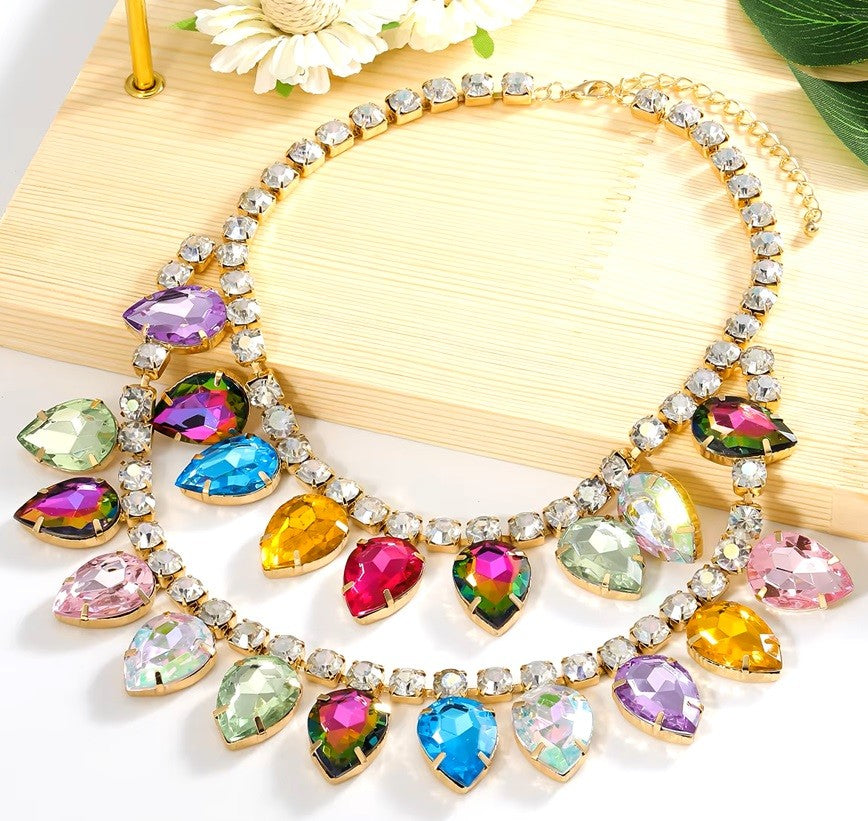 More the Merrier Crystal Layered Necklace - Multi