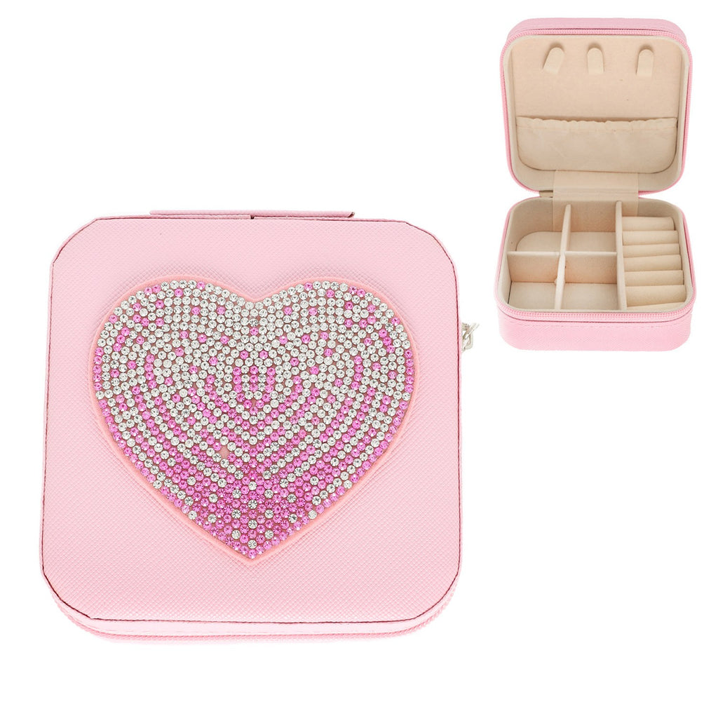 Light Pink Cover My Heart Crystal Embellished Travel Case