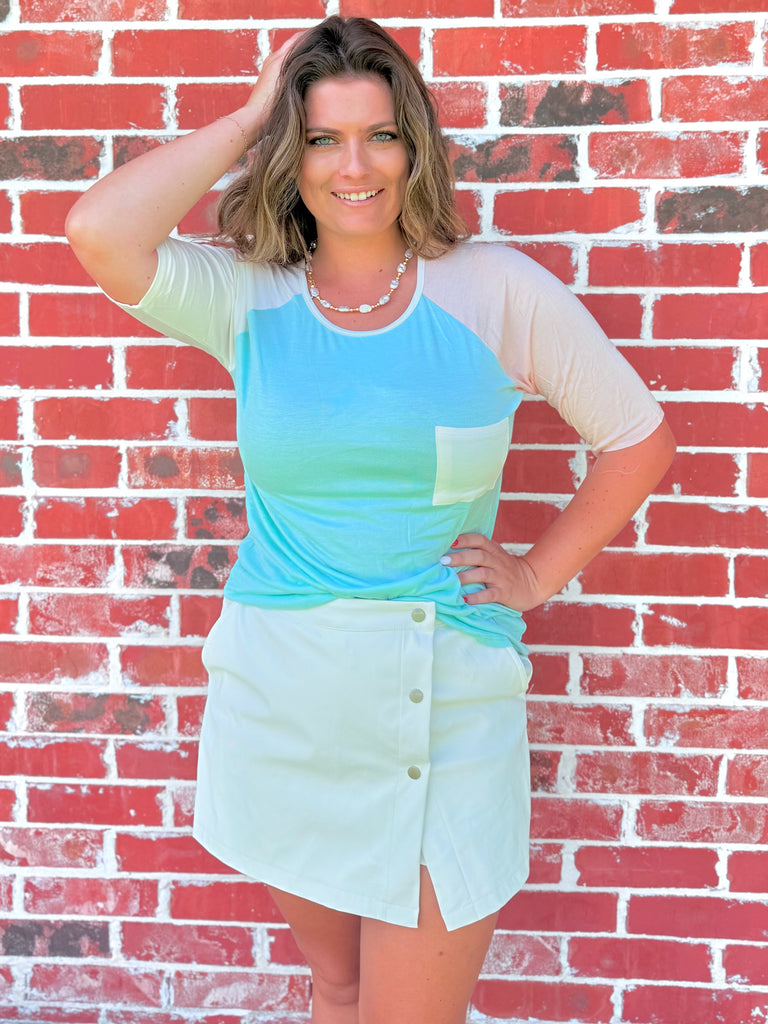 Mint Sunshine Stroll Color Block Top