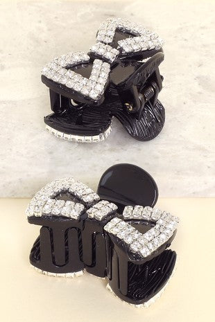 2PC Classical Rhinestone Finish Claw Clip Set