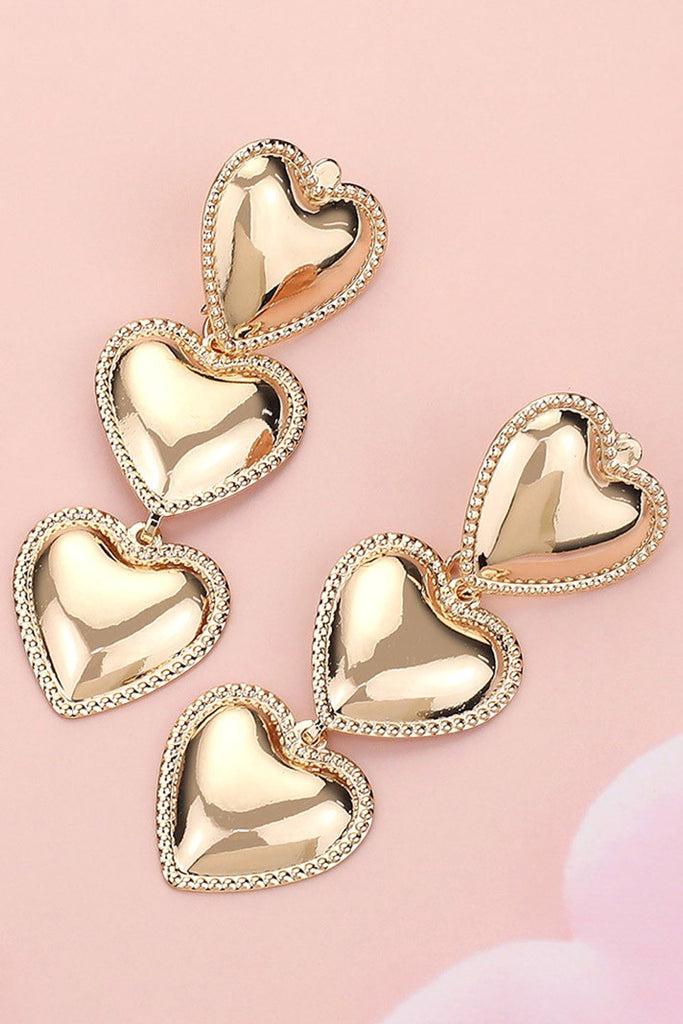 Gold Stacking Love Heart Earrings