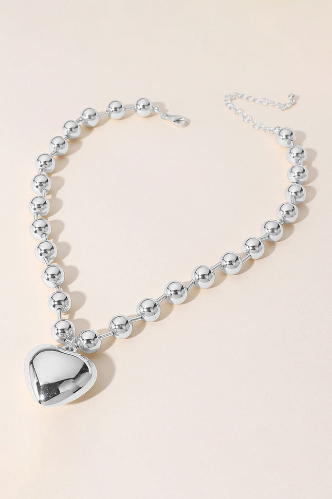 18K White Gold Full Heart Necklace