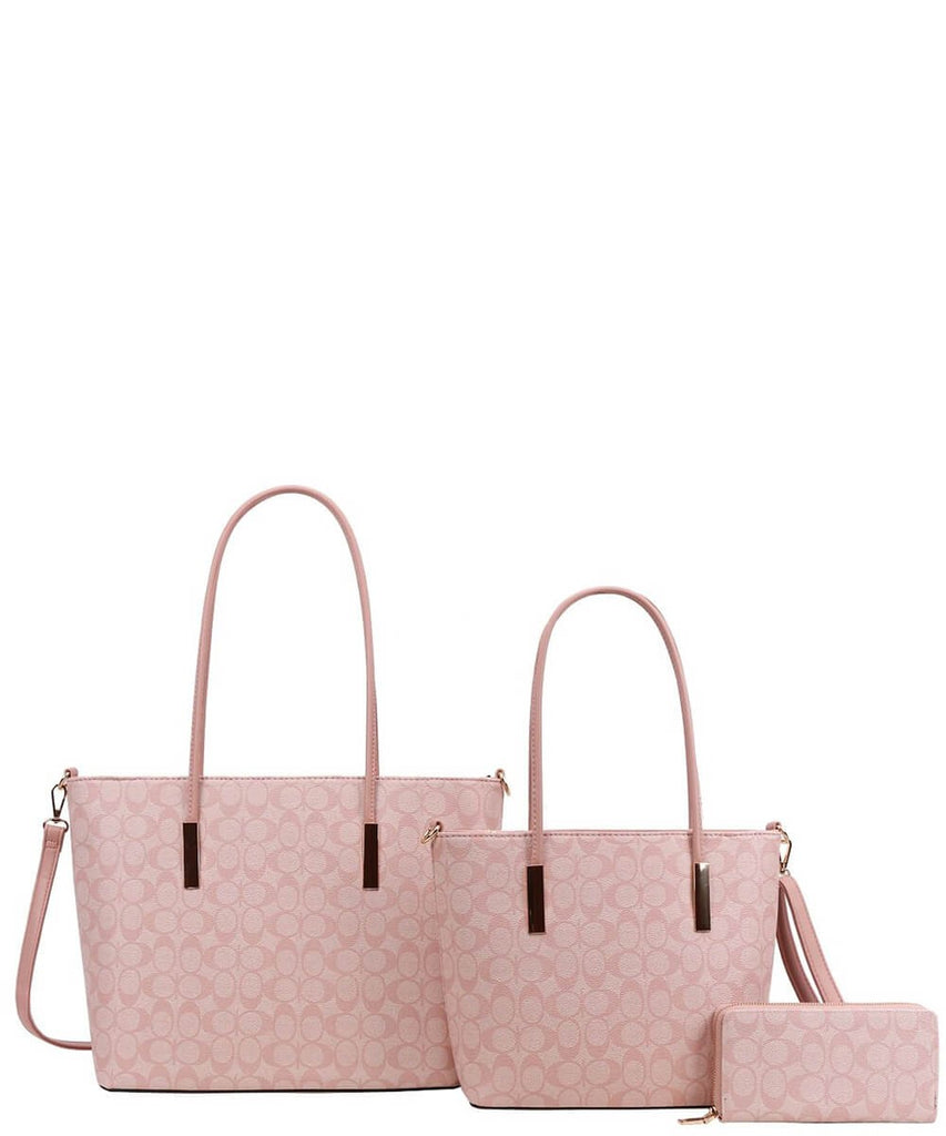 Double Diva Pink Chic 3-in-1 Hand Bags and Wallet Set