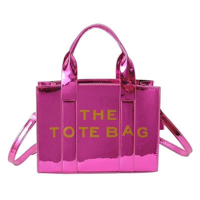 Medium Size Magenta Rose- The Tote Bag Metallic Patent Leather Purse