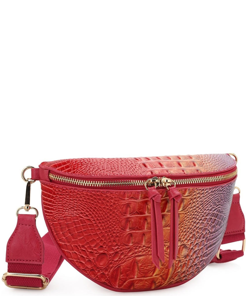 Wild Season Cuban Leather Bum Bag - Fuchsia