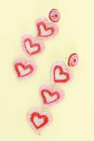 Triple the Love Heart Earrings