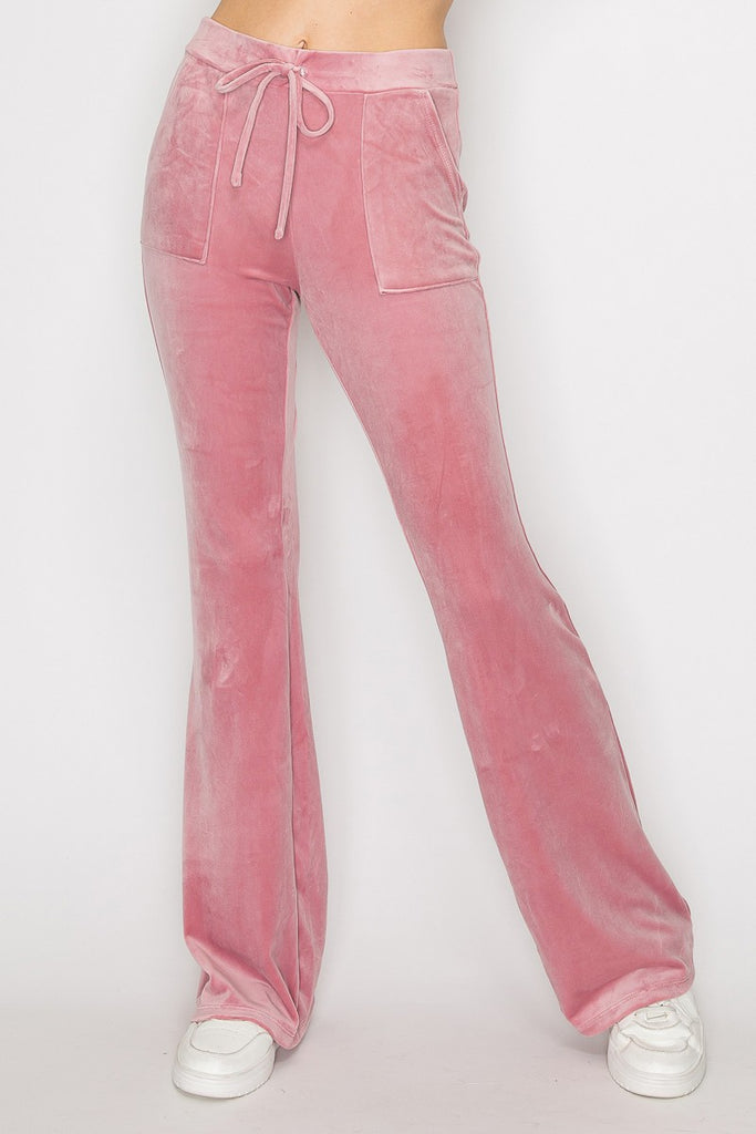 Velvet Velour Flare Drawstring Pants