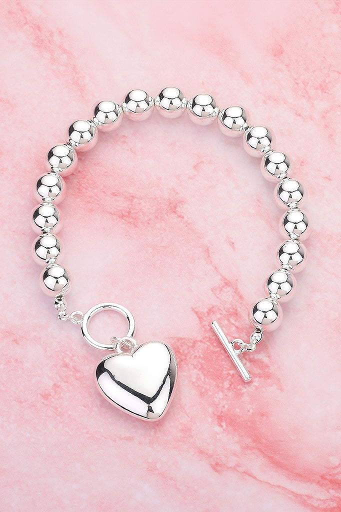 Silver Loving Heart Toggle Bracelet