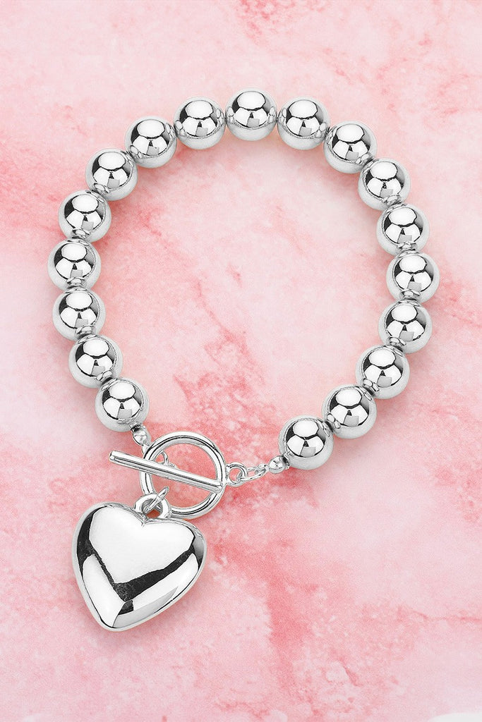 Silver Loving Heart Toggle Bracelet