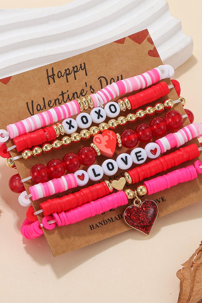 XOXO Glitter Heart So Loving Beaded Bracelet Set