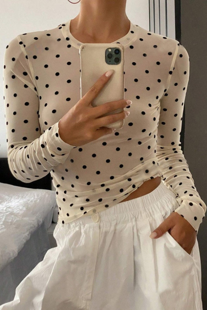 Delicately Dotted Everyday Mock Neck Top