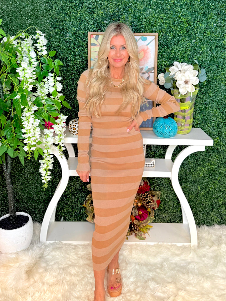 Little Miss Waldo Winter Stripe Top (SET 1/2) -  Tan