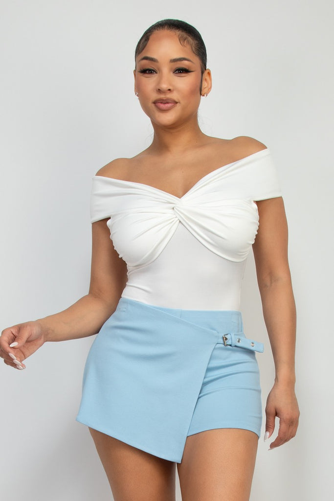 Twist of Chic Off Shoulder Top in Off White