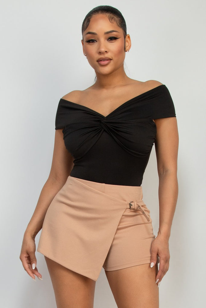 Twist of Chic Off Shoulder Top in Black