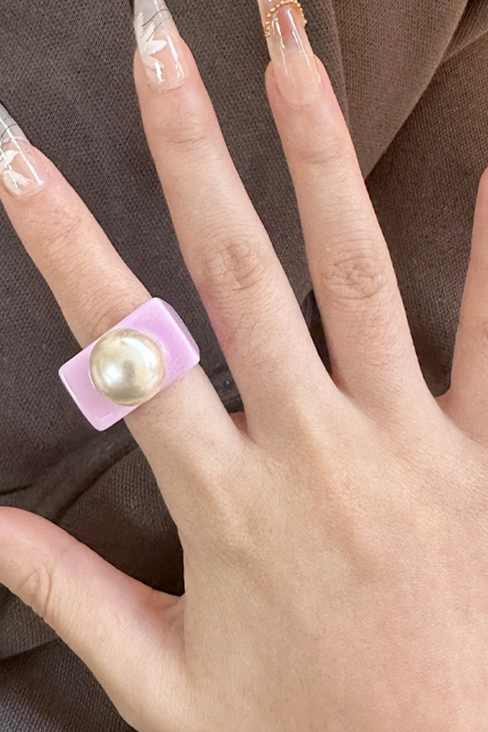 Purple Free This Summer Pearl and Pop Ring