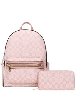 2-in-1 Prepped Pink Chic Backpack & Wallet Duo