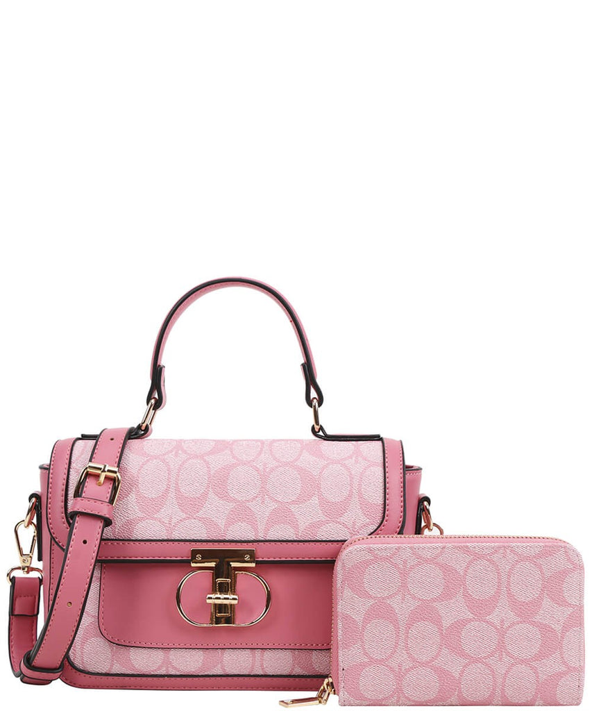 Daisy Diva and Wallet Duo Handbag Set in Blush Pink