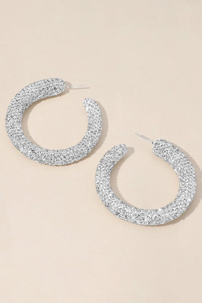 Sterling Silver Chrome Rhinestone Hoops