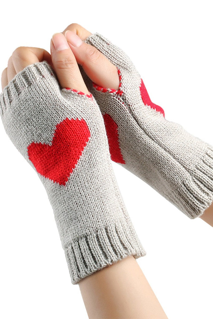 Half Hearted Fingerless Gloves - Grey