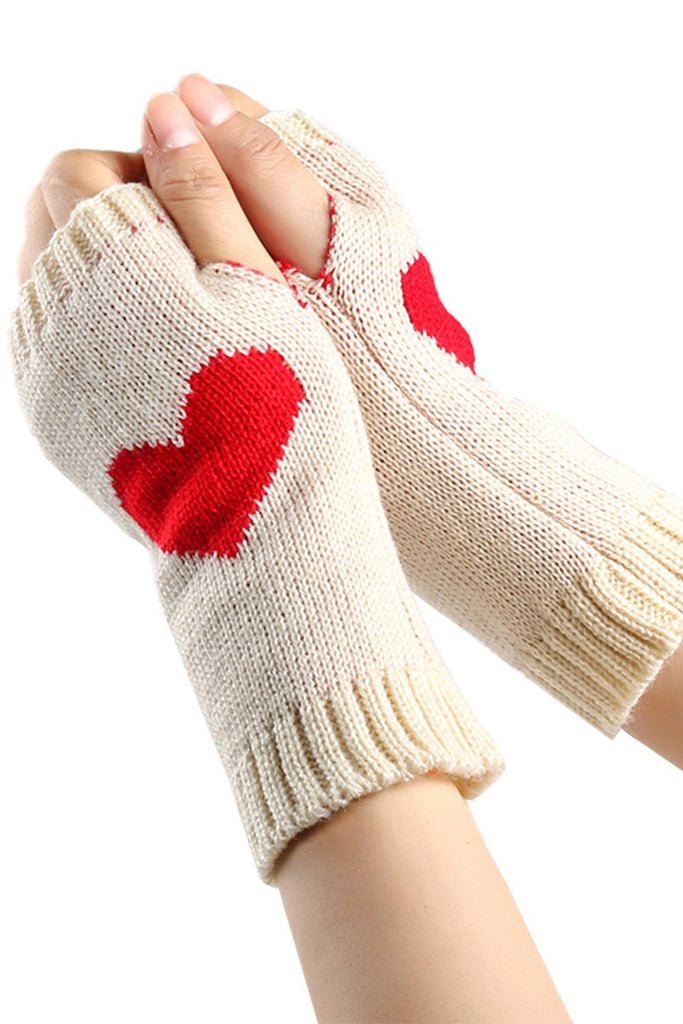 Half Hearted Fingerless Gloves - Beige