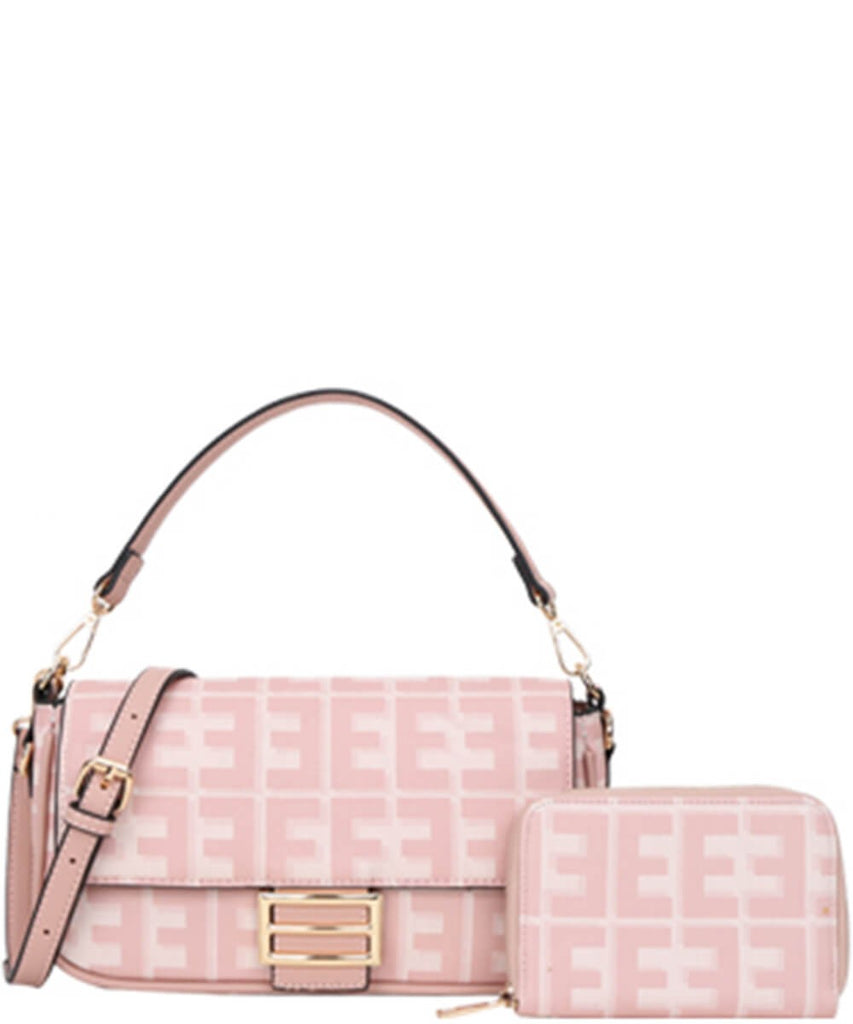 Spring Pink Luxe Geo Purse and Wallet 2-in-1 Set