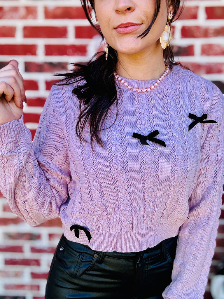 Pink Tied Down Knitted Bow Sweater