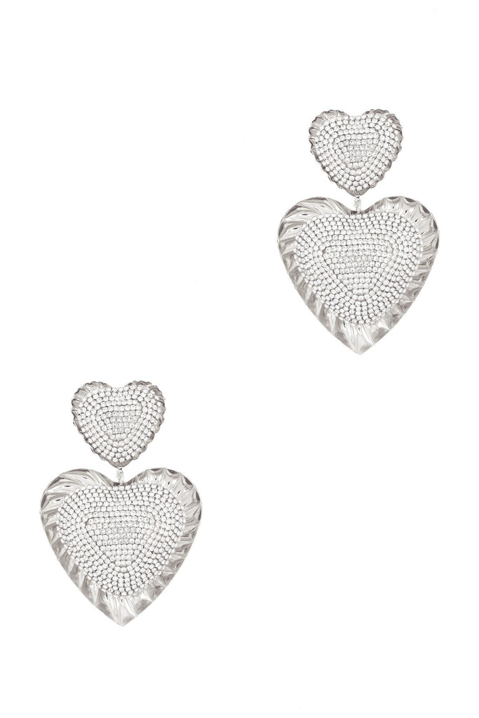 Luna Heart Drop Earrings - SILVER