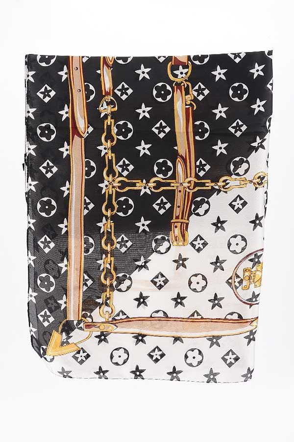 Mixed Luxe Multi Print Scarf - Black