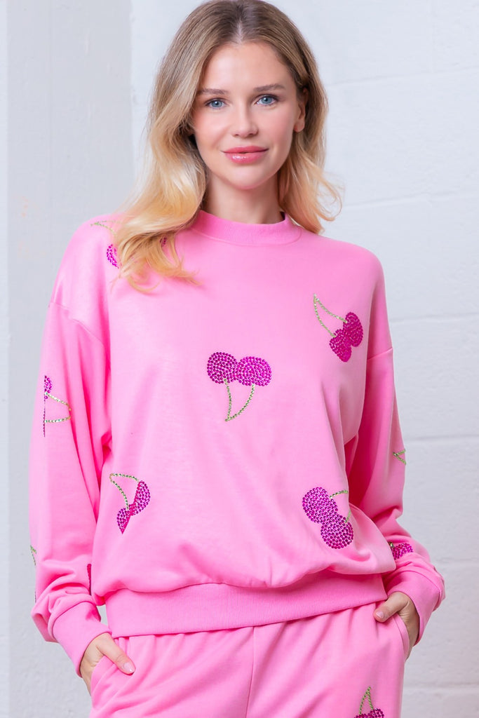 Cherry On Top Beaded Sweatshirt